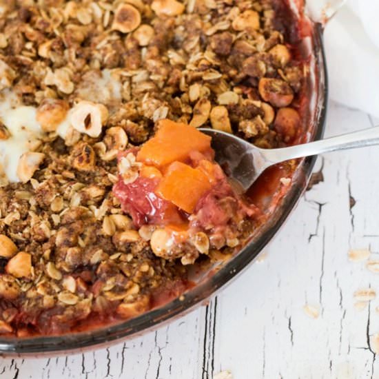 STRAWBERRY PEACH AND HAZELNUT CRUMB