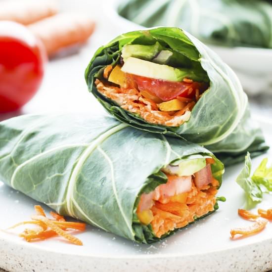 Rainbow Veggie Hummus Wraps