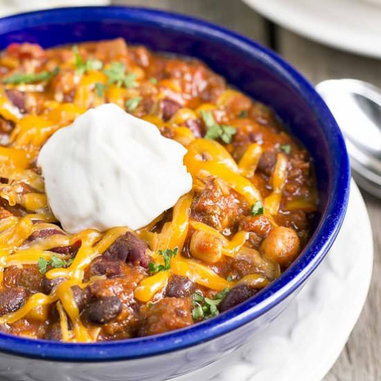 Big Batch Three Bean Chili with Beef