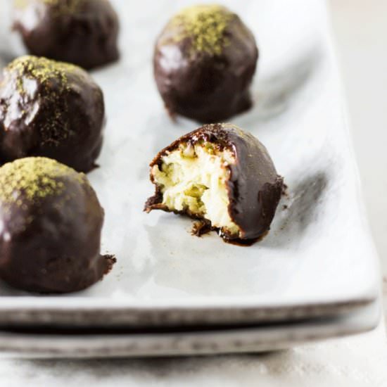 Dark Chocolate Matcha and Coconut Truffles