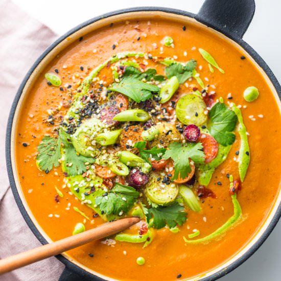 Carrot Soup with Green Tahini