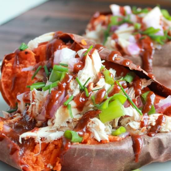 Stuffed BBQ Chicken Sweet Potatoes
