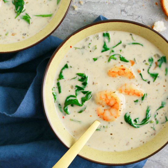 Tuscan Shrimp and Spinach Soup