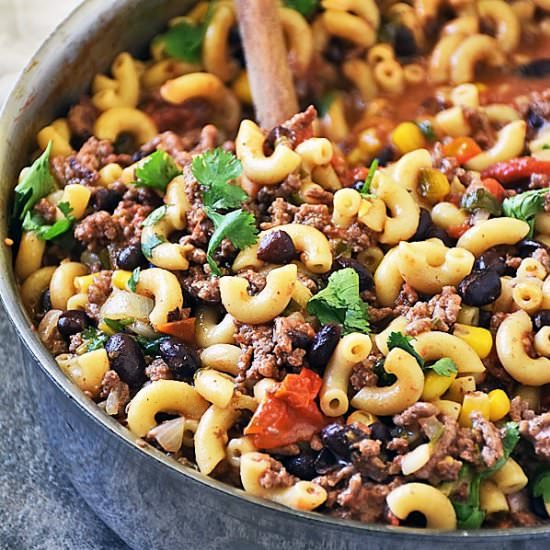 One Pot Taco Pasta Skillet