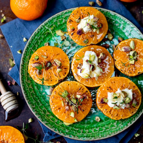 Caramelized clementine + pistachios
