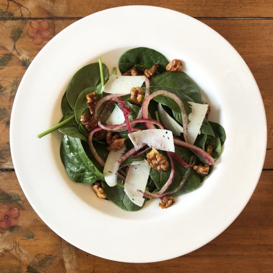 Spinach Salad with Honey Walnuts