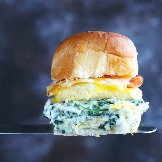 Spinach Artichoke Breakfast Sliders