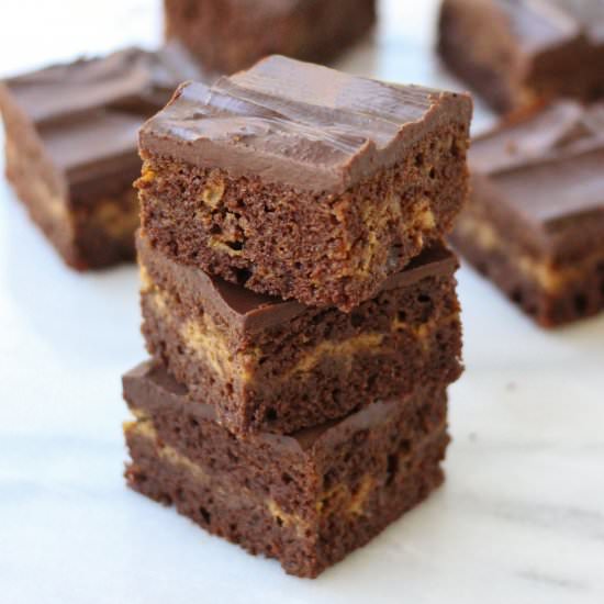 Cheesecake Brownies w/ Choc Ganache