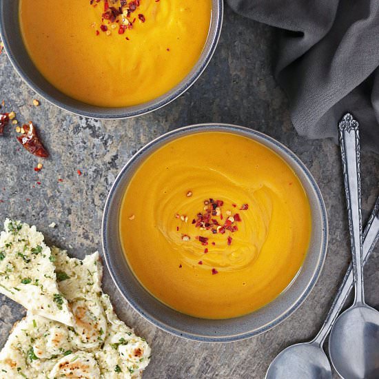 Roasted Sweet Potato Ginger Soup