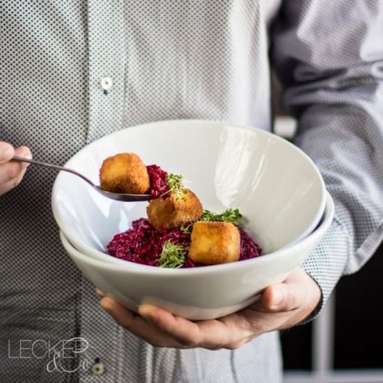 Beet Root Risotto with Feta Cheese