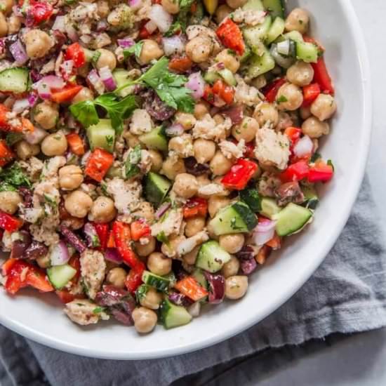 Mediterranean Chickpea & Tuna Salad