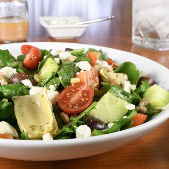 Greek Baby Kale Salad with Farro