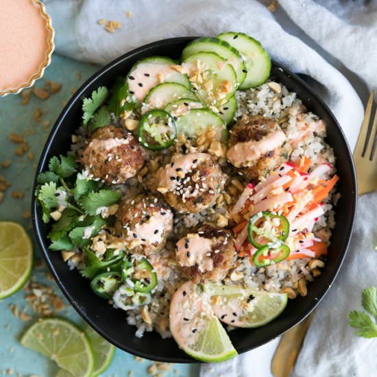 Bahn Mi Meatball Bowls