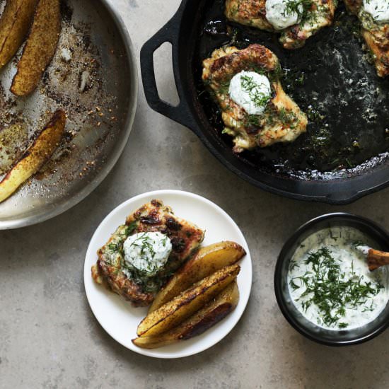 marinated chicken, za’atar potatoes
