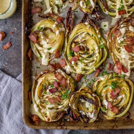 Roasted Cabbage Steaks with Bacon