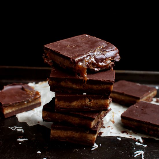 Healthy-ish Chocolate Caramel Bars