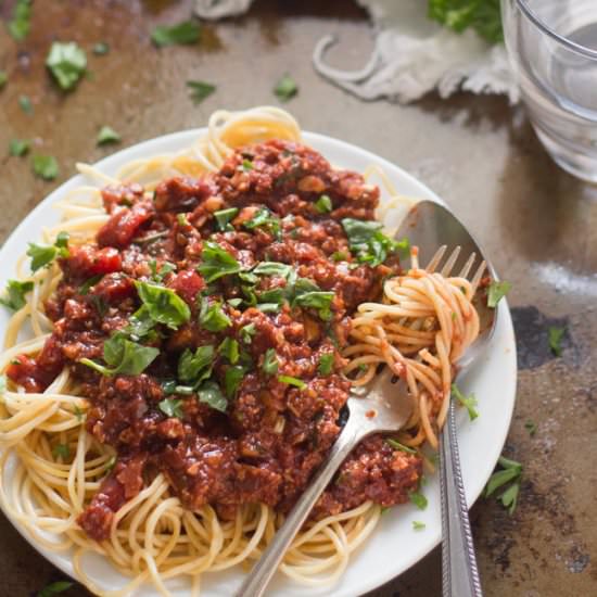 Cauliflower Walnut “Meat” Sauce