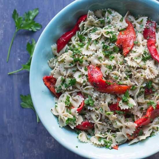 Farfelle w/ Roasted Peppers