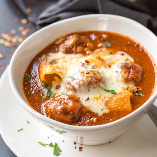Rigatoni Meatball Soup