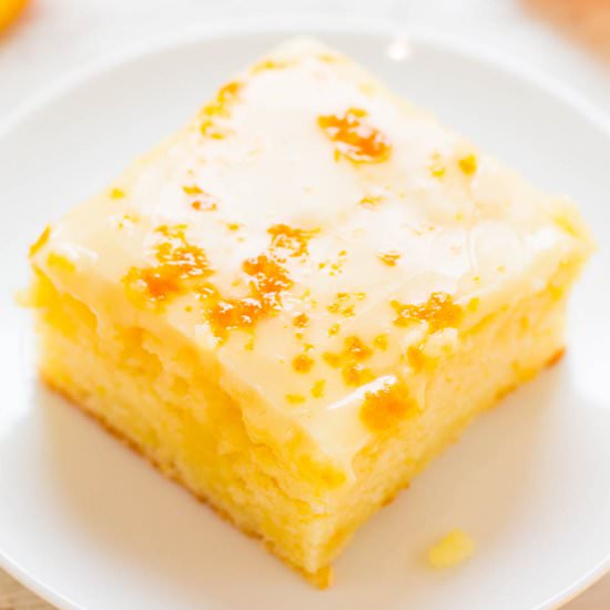 Orange Poke Cake with Honey Glaze