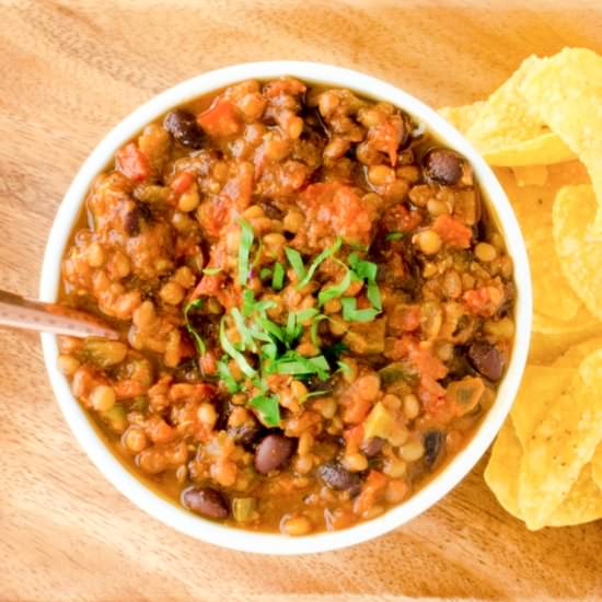 Vegan Lentil Tortilla Soup