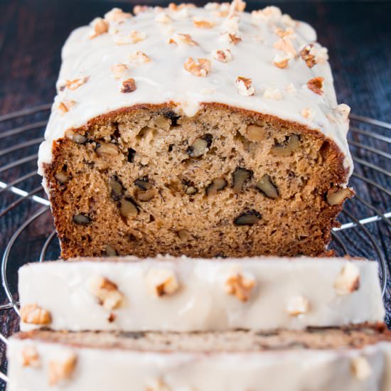 Maple Glazed Banana Walnut Bread