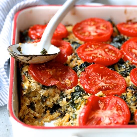 Brown Rice Cheddar Kale Casserole