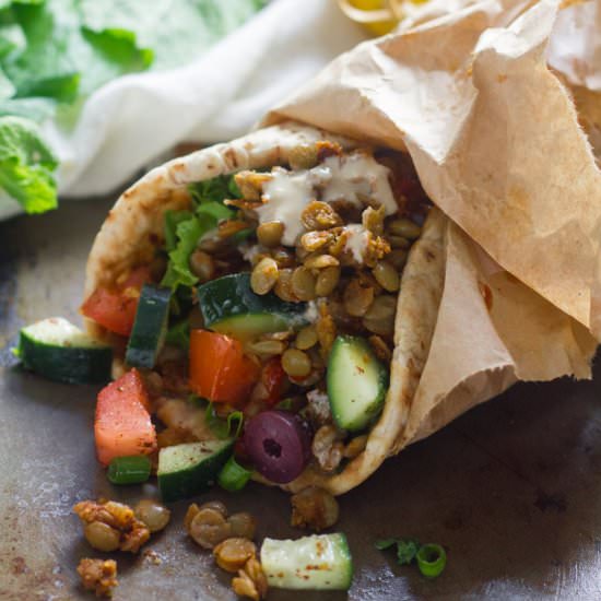 Lentil Shwarama Pitas