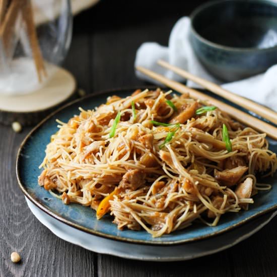 Tilapia rice noodles stir-fry