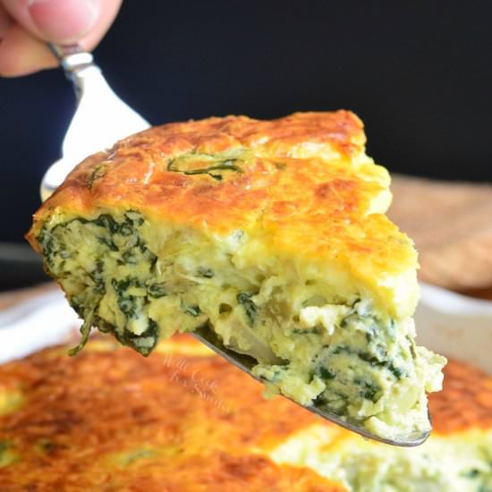 Spinach Artichoke Crustless Quiche