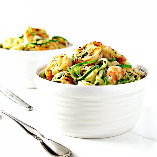 Italian Shrimp Scampi Zoodle Bowl