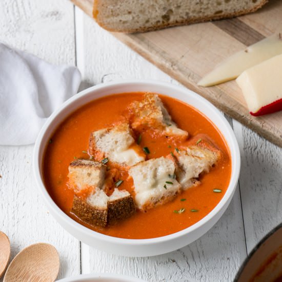 Soup with Grilled Cheese Croutons
