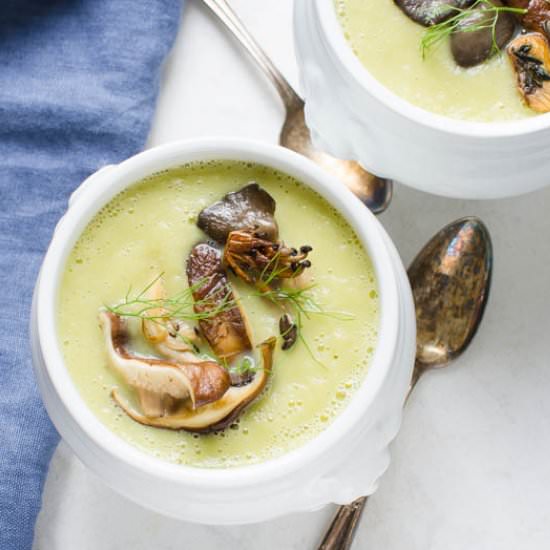 Fennel and Leek Soup with Mushrooms