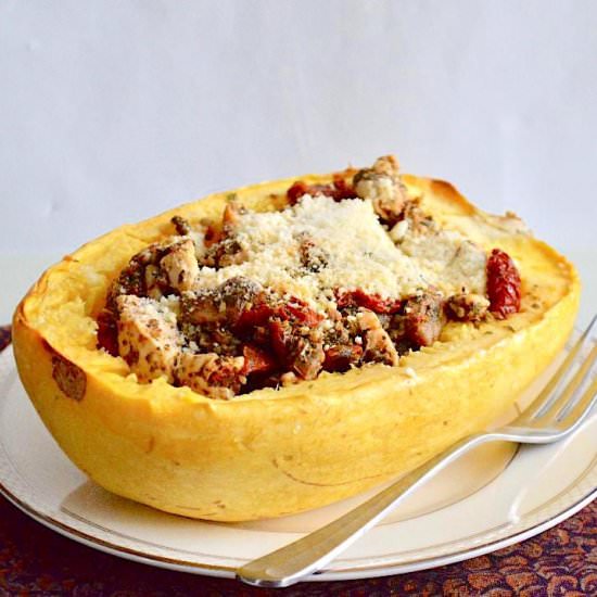 Pesto Chicken Spaghetti Squash