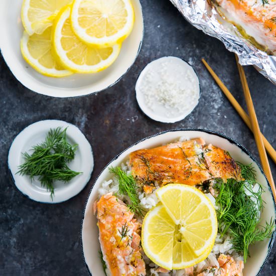 Baked Salmon Rice Bowl