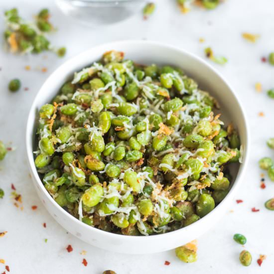 Crispy Parmesan Edamame Clusters