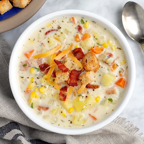 Bacon, Cheese and Corn Chowder
