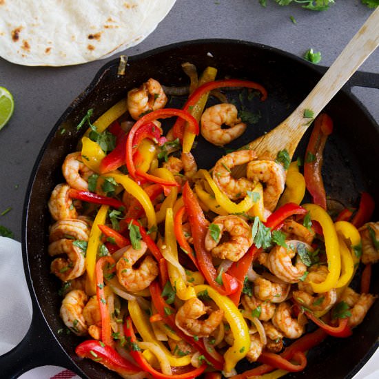 Skillet Shrimp Fajitas
