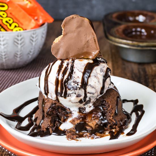 Peanut Butter Cup Lava Cakes