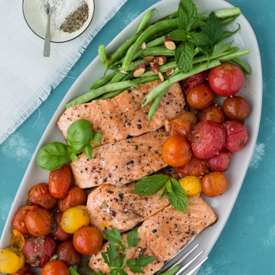 Roasted Tomatoes with Salmon