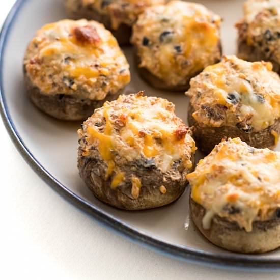 Bacon & Olive Stuffed Mushrooms