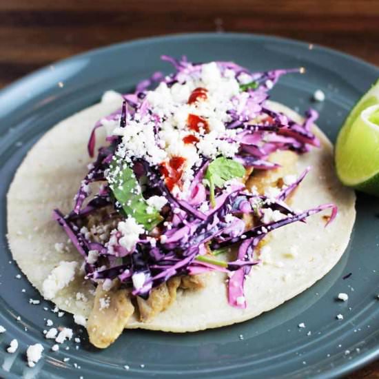 Easy Chicken Tacos with Creamy Slaw