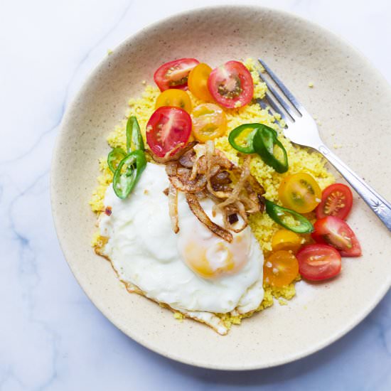 Golden Couscous with Crispy Onion