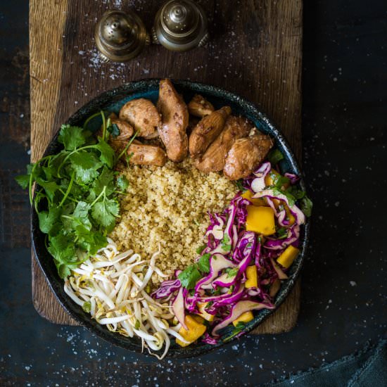 Bulgogi chicken and mango slaw bowl