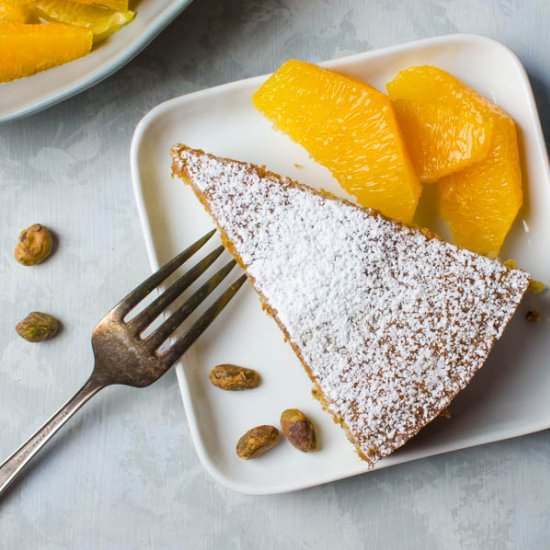 Pistachio Cake with Orange Segments