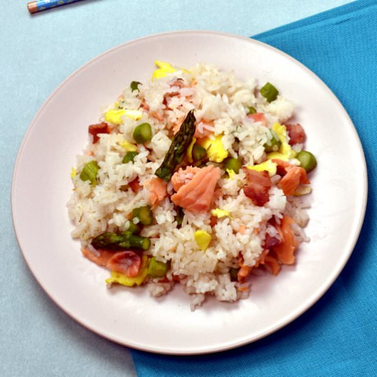 Smoked Salmon Asparagus Fried Rice