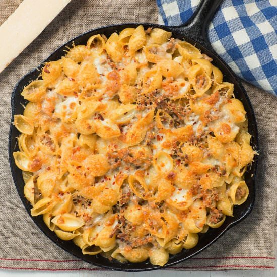 pasta with sausage Alfredo sauce