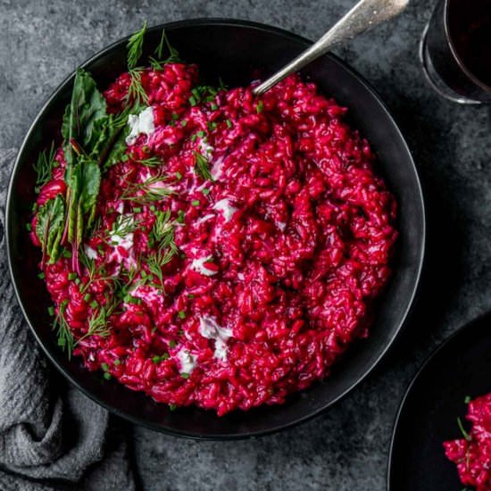 Beet Risotto with Goat Cheese