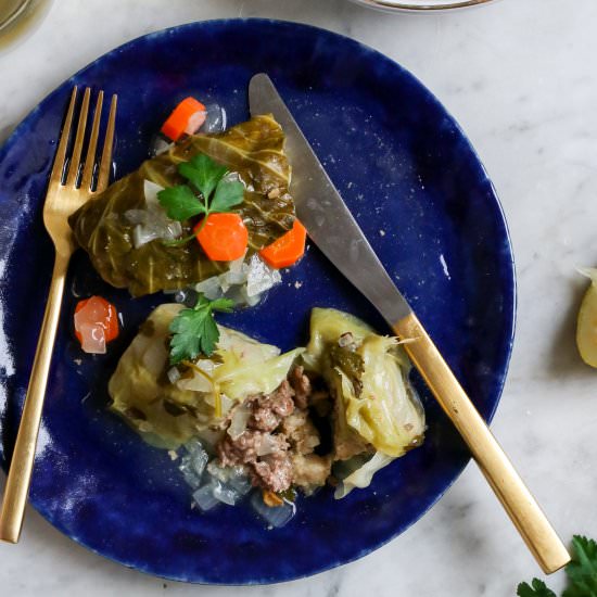 Stuffed Cabbage White Wine Sauce