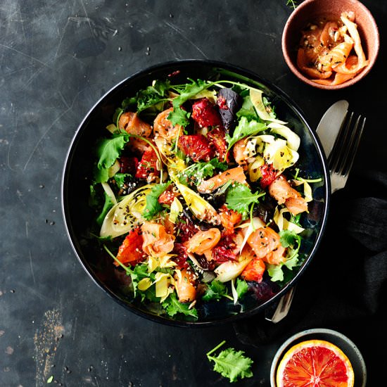 Za’atar salmon and blood orange salad